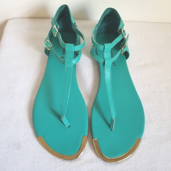 Madden Girl Shoes Steve Madden Surrage Blue Gold Thong Sandal Poshmark